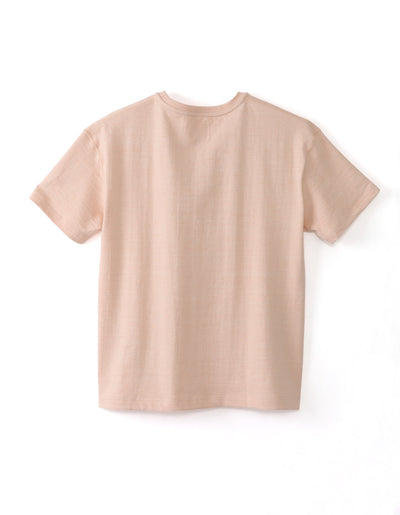 ちいさいロゴのTシャツ：彩土染めオーガニックコットン吊り編みオーバーサイズ
